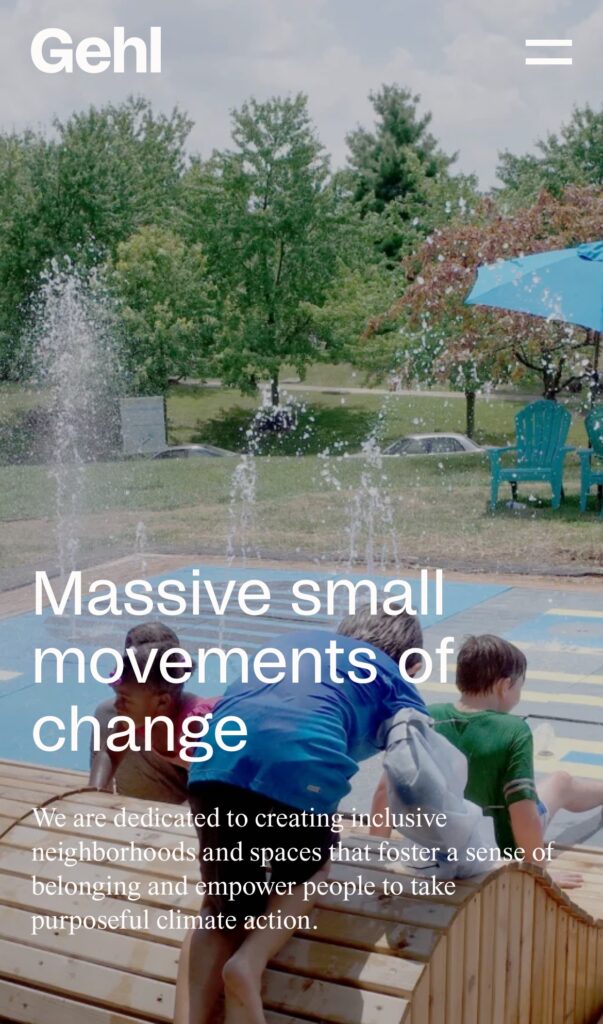 Frontpage on Gehl, mobile